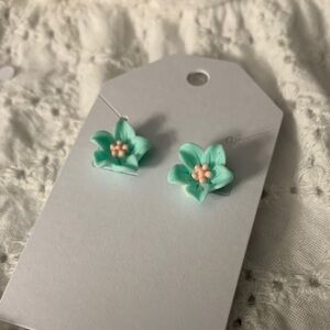 Mint Green Floral Earrings